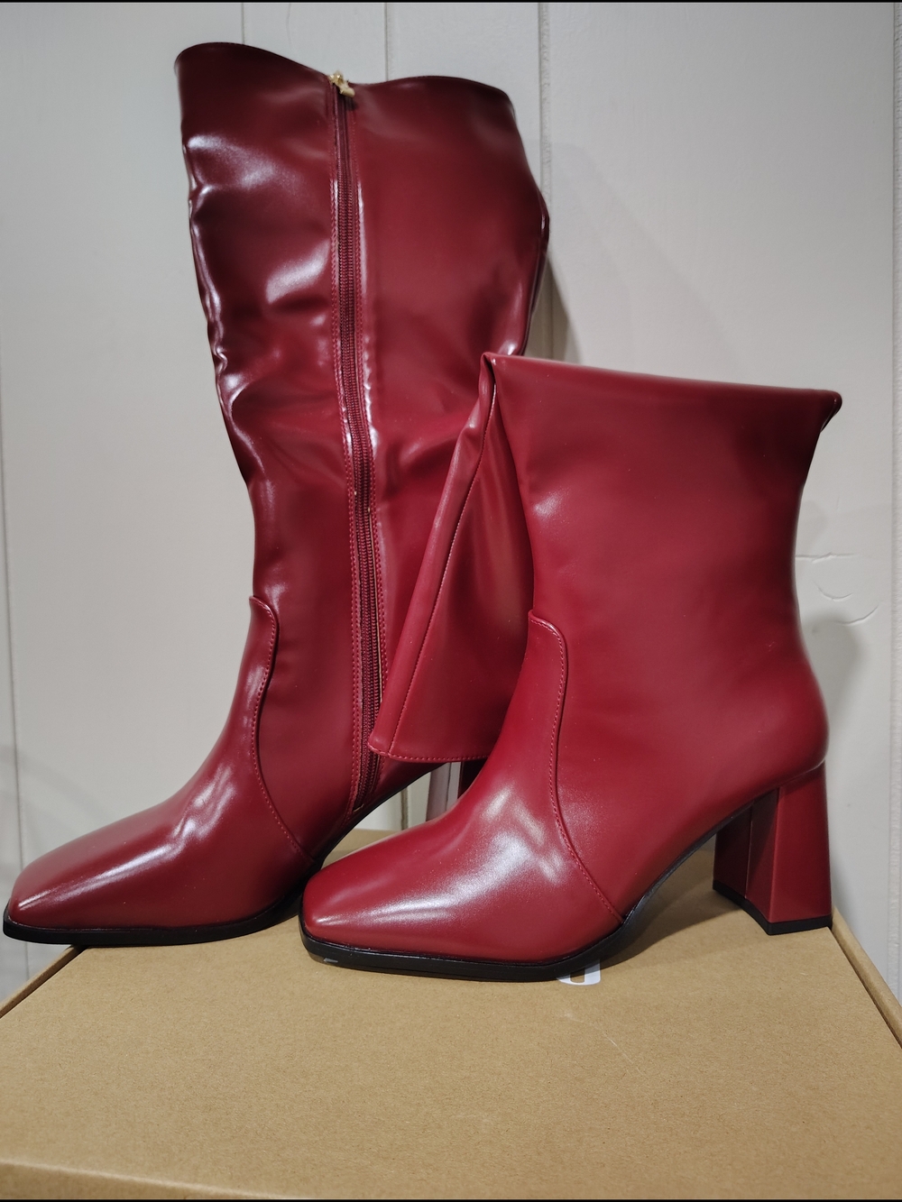 Idifu IN3 red Knee-high Block Heel Woman's Boots